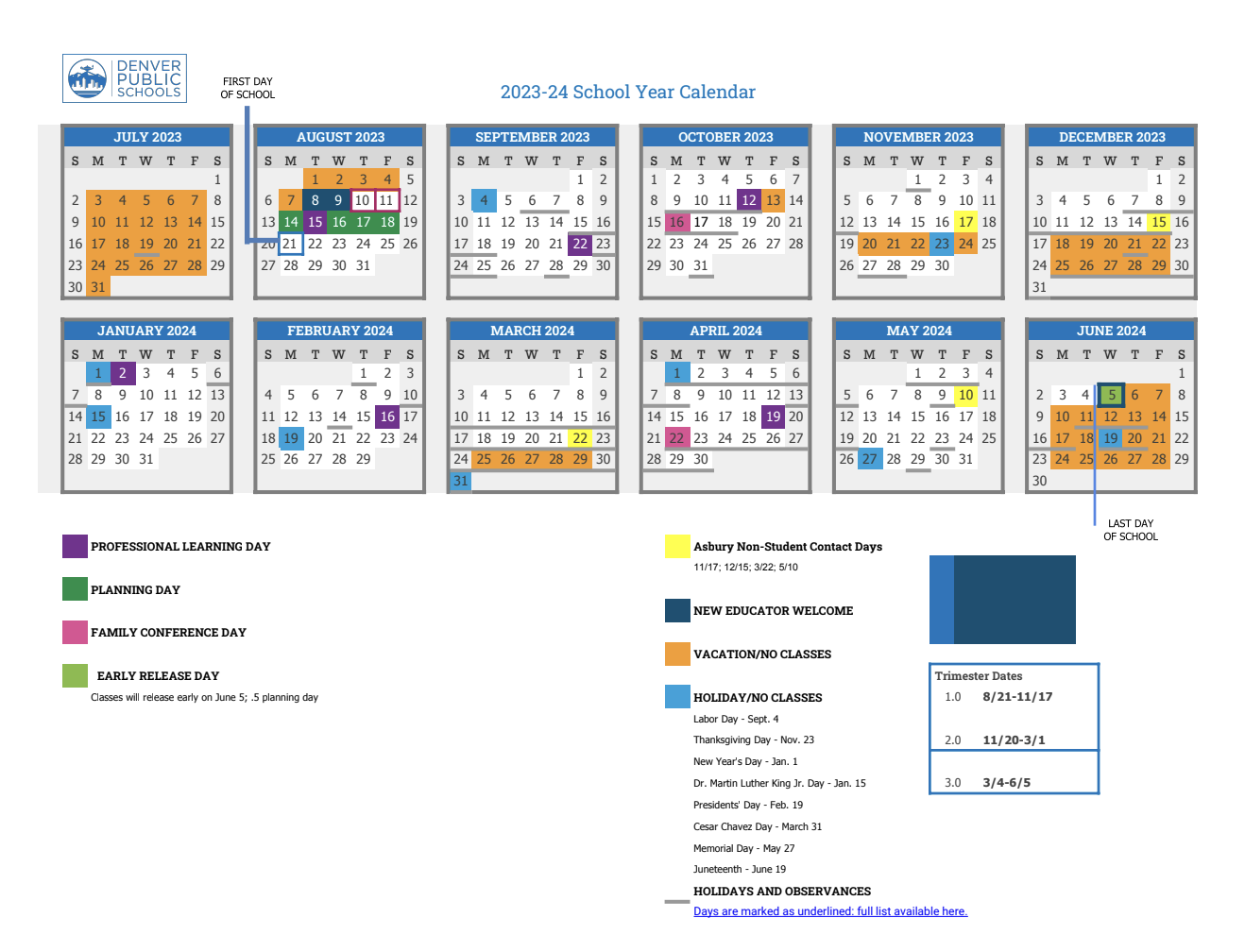 Asbury Elementary School » Asbury Calendar